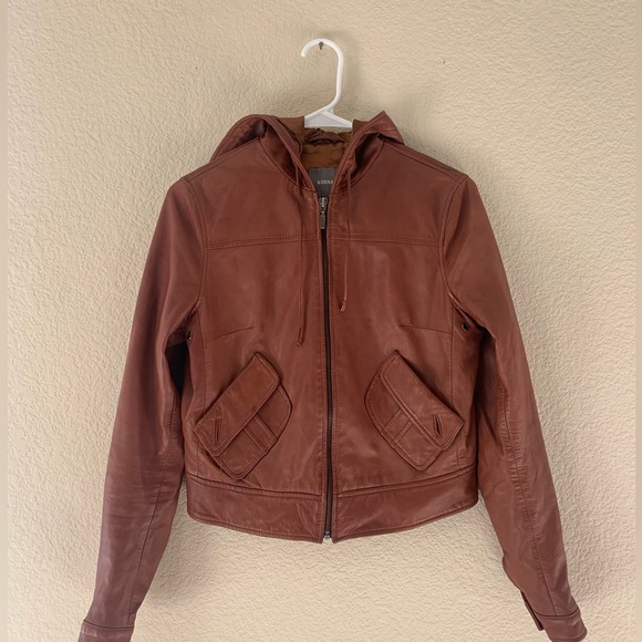 Kenna T  100% Leather Jacket w/Hood - Picture 1 of 10